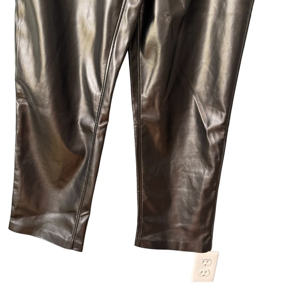 JOIE Black Faux Leather Pants Ankle Length Straight Leg Limited Edition. NWT. 10 - Picture 5 of 16